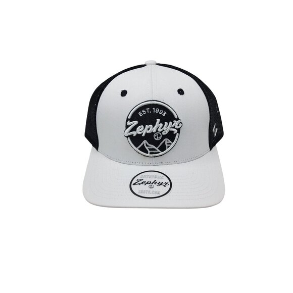Zephyr Flexfit Mesh Snapback Cap - White & Black - Picture 1 of 4